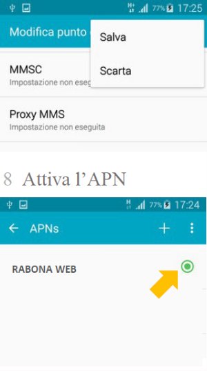 Seleziona Menu e Salva